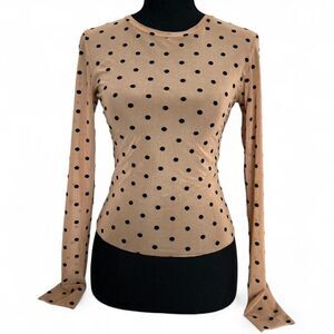 Black and Tan Polka Dot Top Women’s Medium